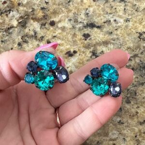 Vibrant Teal and Navy Gemstone Earrings